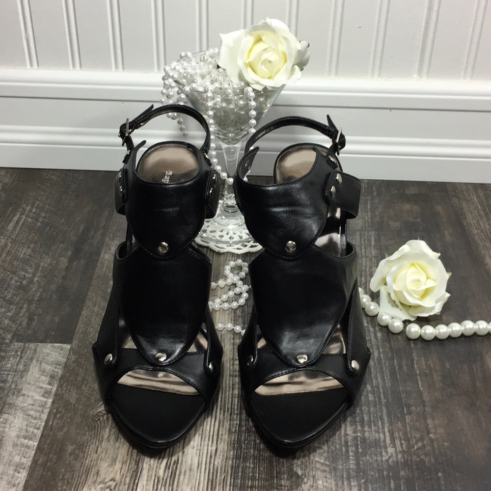 Black Strap Heels, Women Heels Size 10, Heels